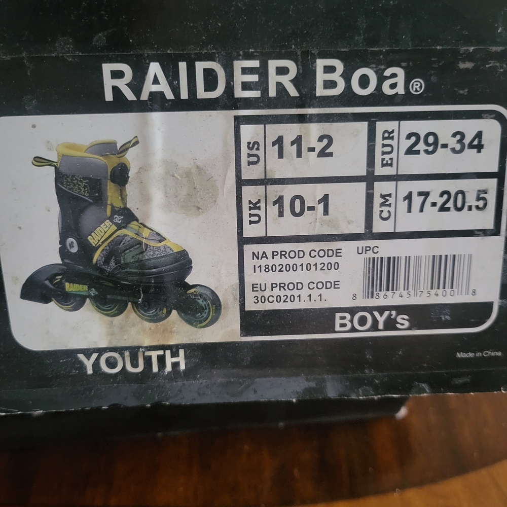 RAIDER Boa Youth Inline Skates in Black and Yellow